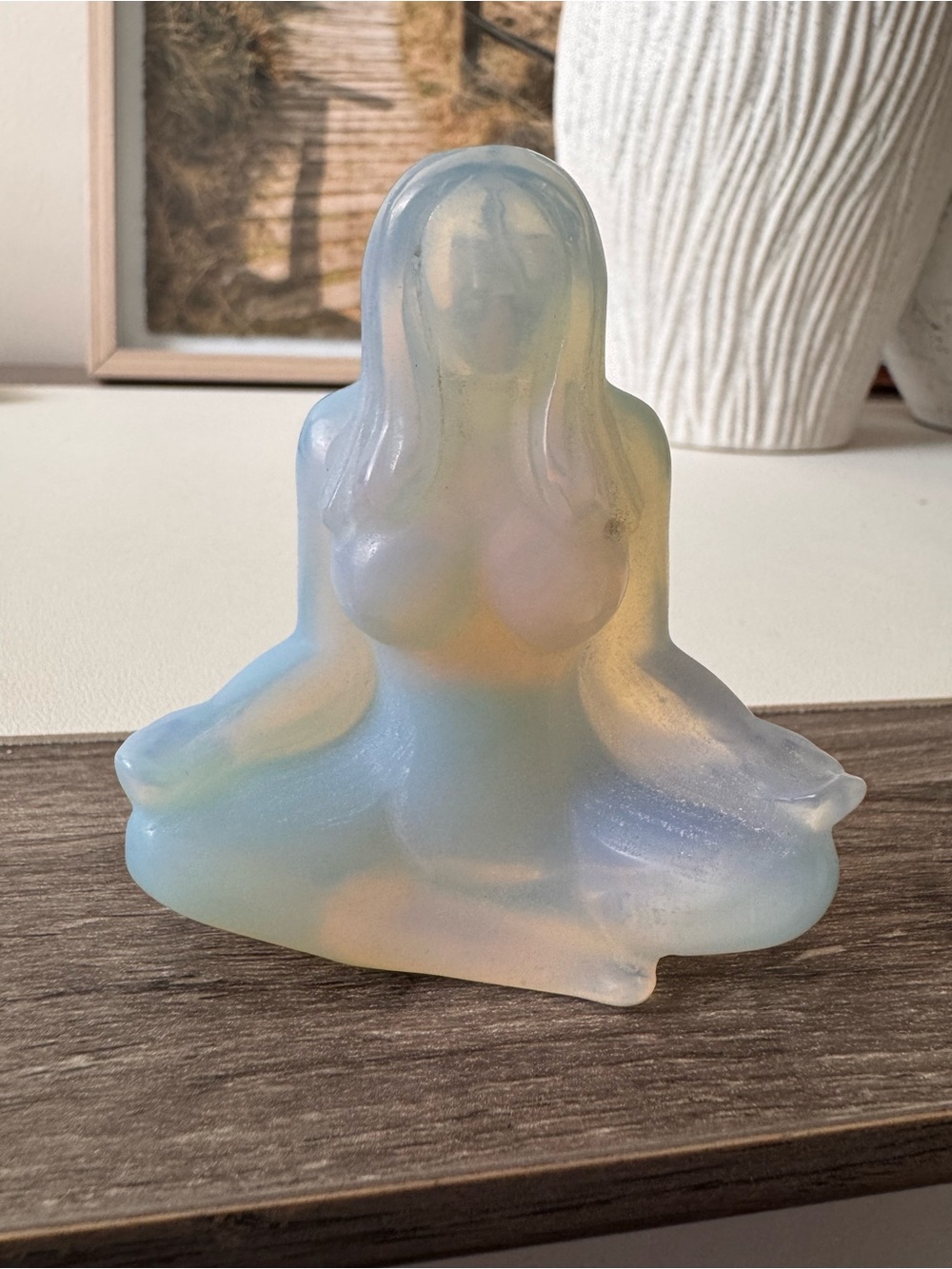 Carved Opaite Yoga Pose Figurine Meditation Crystals